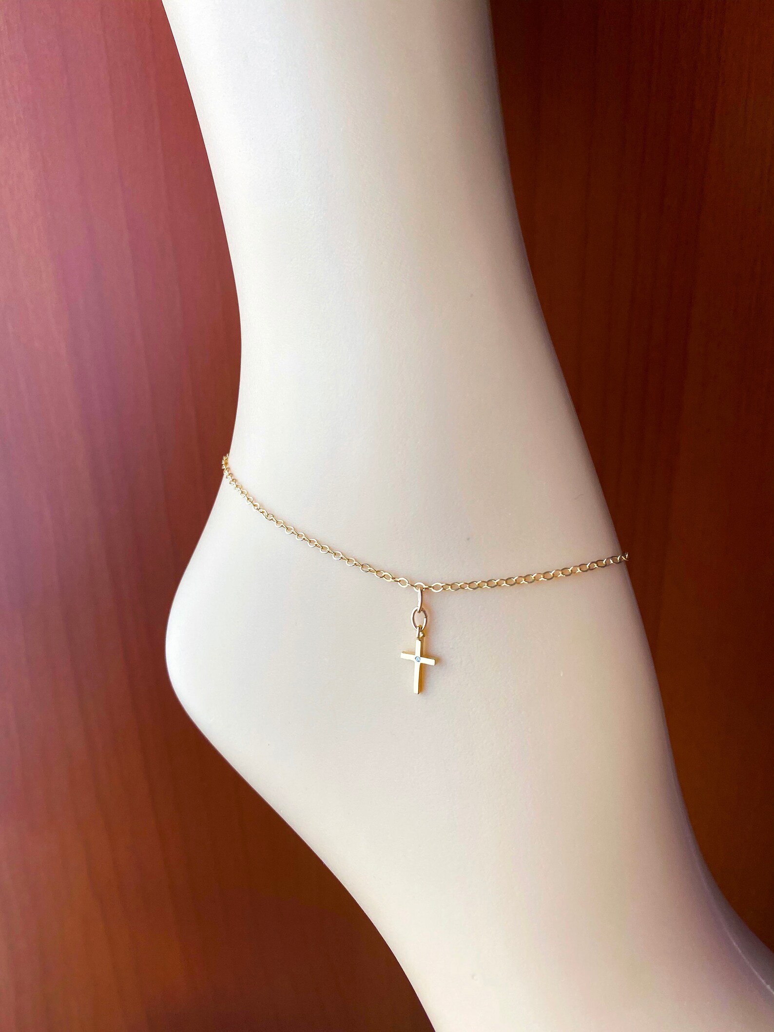 Gold Cross Anklet Cross Ankle Bracelet Cross Jewelry Etsy