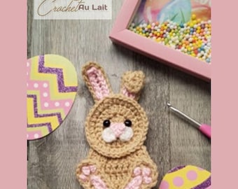 Handmade Crochet Bunny Applique: Easter Decor, 6-inch