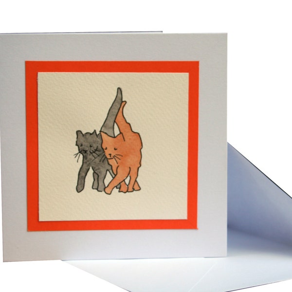 Birthday Card Cats, Cat Lover Gift, Funny Cat, Cat Cartoon, Hand Painted Card, Blank Cards, Cat Cards, Greetings Card