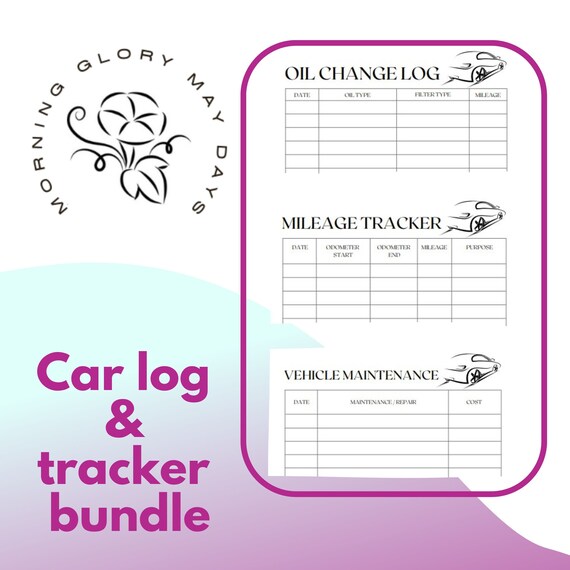 Printable Car / Vehicle PDF Bundle Oil Change Log Mileage Etsy