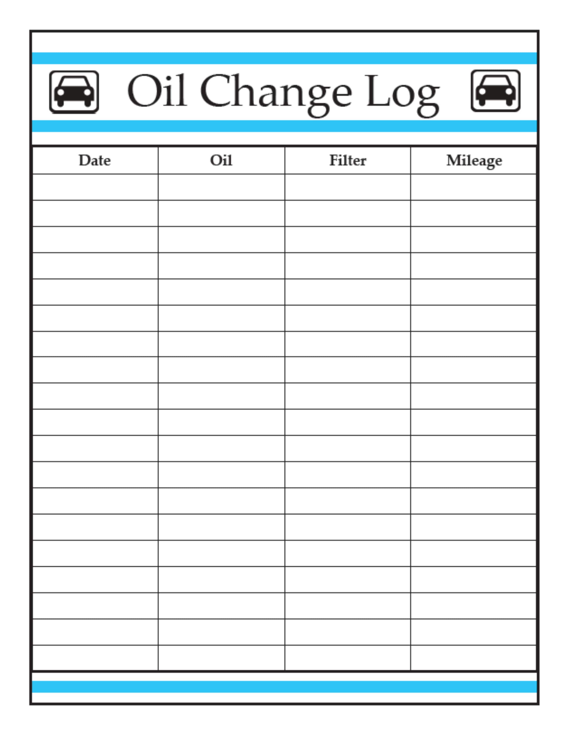 Free Oil Change Printable Template