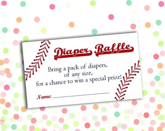Diaper Raffle Ticket - Baseball - Baby Shower - Instant Download - Business Card Size