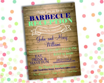 Rustic Reception - Invitation - 5x7 - Wedding Reception Invite