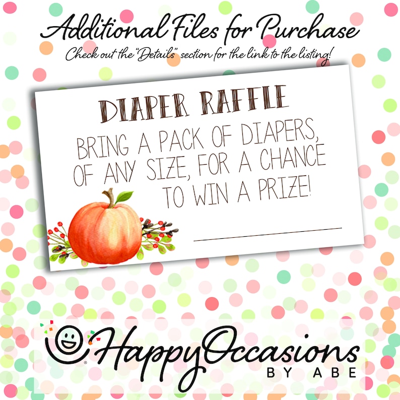 Insert Baby Shower Instant Download Pumpkin Business Card Size Bring a Book