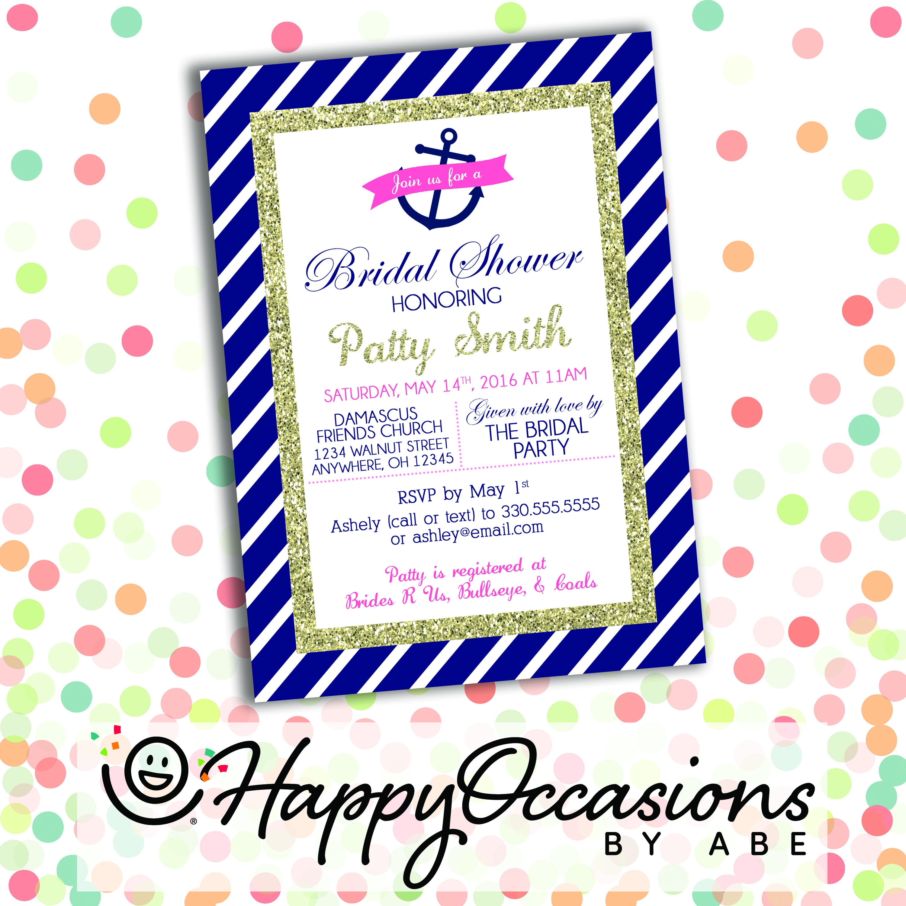 Fill the Pantry Nautical Themed Bridal Shower Insert Stock the Pantry