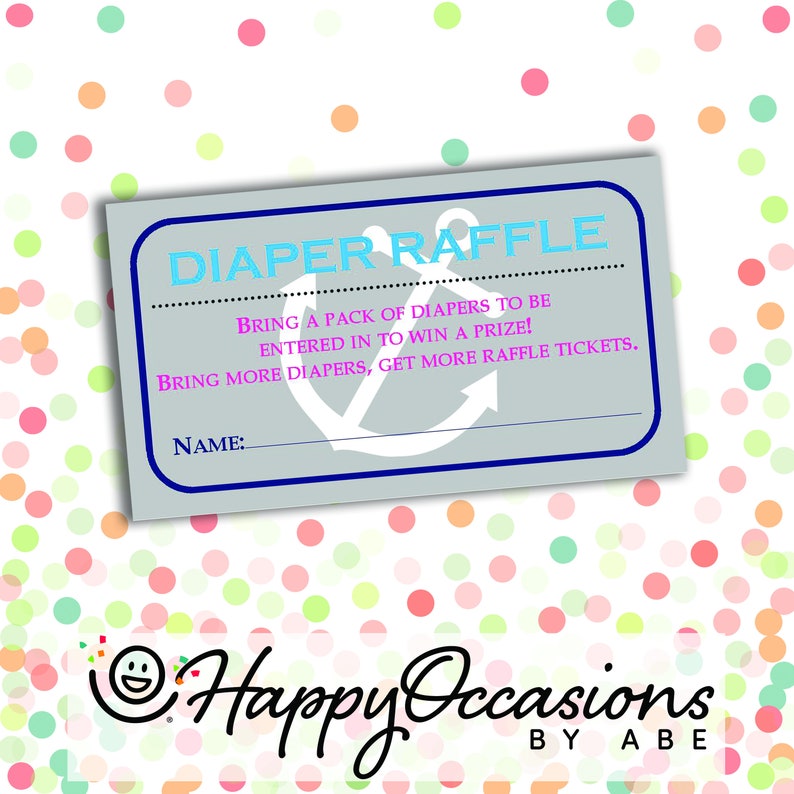 Printable Nautical Diaper Raffle Ticket/insert-instant - Etsy
