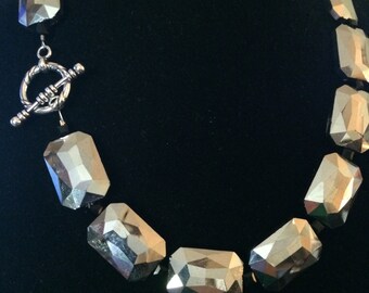 Silver Mirror Beaded Necklace