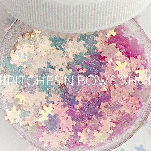Love You to Pieces || Oiginal BnB Puzzle Glitter Shape, 1oz Jar • TRANSPARENT • || 6mm
