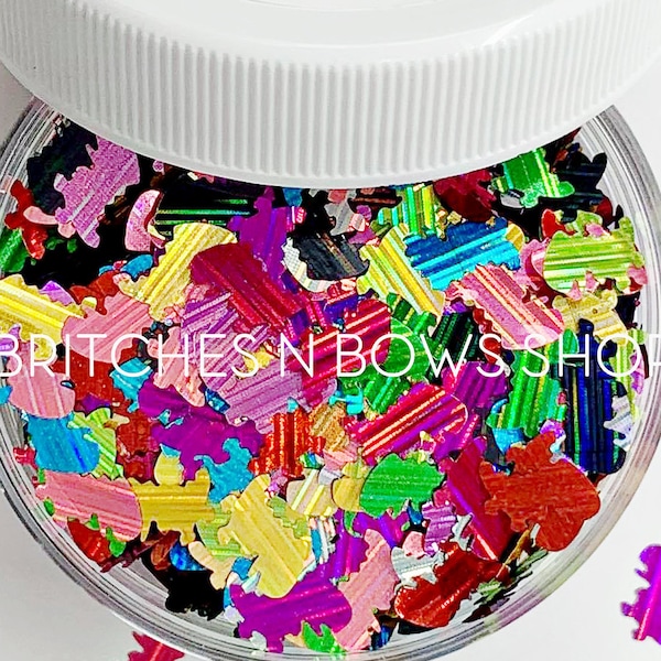 Rainbow Rex TREX || Original BnB Dinosaur Glitter Shape, 1oz Jar •  OPAQUE • || 8mm