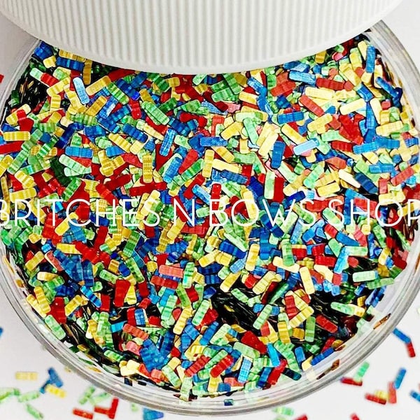 Pinata Party || Rectangle Confetti Glitter Shape Mix, 1oz Jar • OPAQUE •
