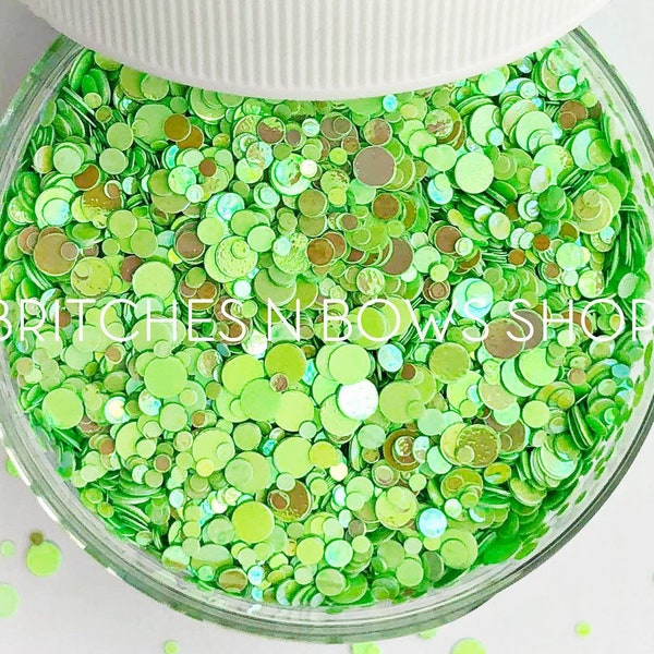 Lemon Lime Gumballs || Confetti Dot Glitter Mix, 1oz Jar • OPAQUE •