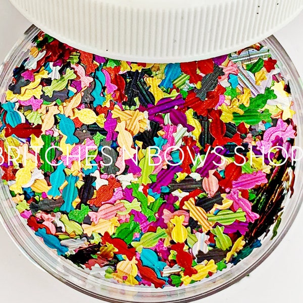 Wonka Candies || Candy Glitter Shape Mix, 1oz Jar • Semi-OPAQUE •