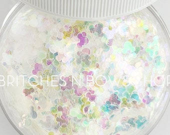 Squeaky Clean || Mouse Head Glitter Shapes, 1oz Jar • OPAQUE • || 4mm