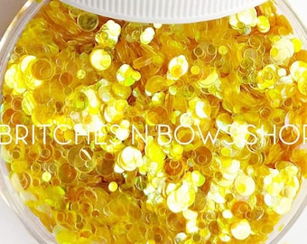 Mini Sunflowers || Confetti Dot Glitter, 1oz Jar • TRANSPARENT •