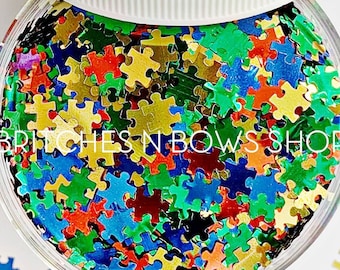 True Colors || Oiginal BnB Puzzle Glitter Shape, 1oz Jar • OPAQUE • || 6mm