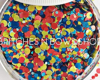 Choose Kindness || Exclusive Confetti Dot Glitter Mix, 1oz Jar (Yellow, Red, Blue, Light Blue) • OPAQUE •