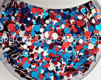 Red, White, & Blueberries Dots || Fun Confetti Dot Glitter, 1oz Jar • OPAQUE •