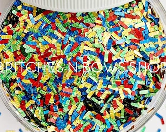 Pinata Party || Rectangle Confetti Glitter Shape Mix, 1oz Jar • OPAQUE •