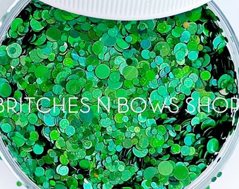 G (Green) ROYGBIV || Confetti Dot Glitter Mix, 1oz Jar • OPAQUE •