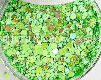 Lemon Lime Gumballs || Confetti Dot Glitter Mix, 1oz Jar • OPAQUE •