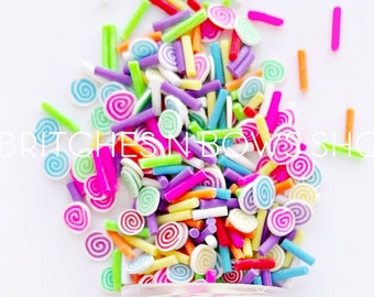 Rainbows & Swirls Sprinkles || Polymer Clay FAKE Sprinkle Shapes, 1oz Jar • OPAQUE •