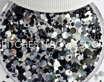 3 Shades of Grey || Exclusive Confetti Dot Glitter Mix, 1oz Jar (Silver, Grey, Black)