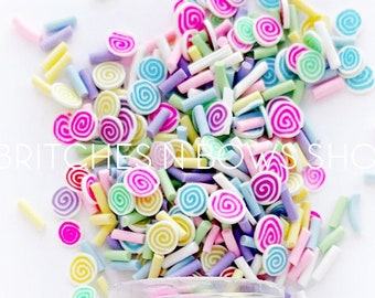 Pastel Rainbows & Pearl Swirls Sprinkles || Polymer Clay FAKE Sprinkle Shapes, 1oz Jar • OPAQUE •