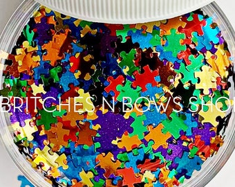 Made for Each Other || Exclusive Original BnB Puzzle Glitter Shape Mix, 1oz Jar • OPAQUE • || 6mm