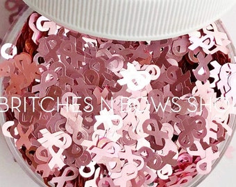 Light Pink Ribbons || Awareness Ribbon Glitter Shape, 1oz Jar • OPAQUE • || 6mm