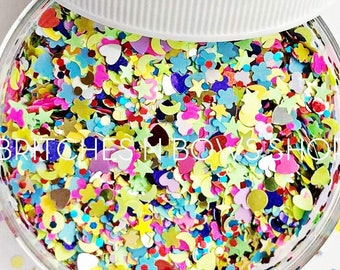Kaleidoscope || Exclusive Multi Glitter Shape Mix, 1oz Jar • OPAQUE • || multi shape