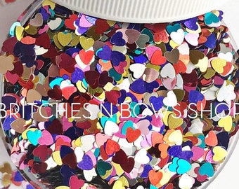 Love Struck || Exclusive Cute Little Tiny Heart Glitter Shape Mix, 1oz Jar • OPAQUE • || 3mm