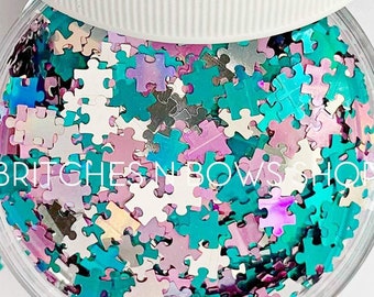 Love & Piece || Exclusive Original BnB Puzzle Glitter Shape Mix, 1oz Jar • OPAQUE • || 6mm