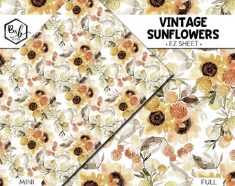 Vintage Sunflowers || EZ SHEET • Printed Vinyl || Mini Print Available