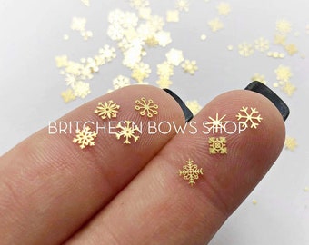 Gold Snowflakes (2 count) || Metal Snowflakes, 8 Different Designs; approx. 85+ per jar • Pack of 2 • No Discounts •