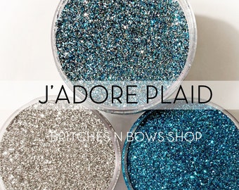 J'adore Plaid Set, 3 Glitters OR Mix Only Option || Exclusive Premium Polyester Glitter, 1oz each glitter & 2oz jar of mix