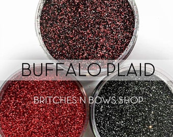 Buffalo Plaid Set, 3 Glitters OR Mix Only Option || Exclusive Premium Polyester Glitter, 1oz each glitter & 2oz jar of mix