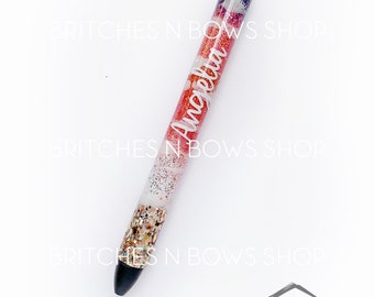 Beach Bold Sunset Glitter Pen with Personalization || Decal Option Included