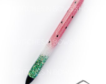 Watermelon Glitter Pen with Personalization || Optional Name Decal • BULK Option