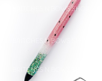 Watermelon Glitter Pen with Personalization || Optional Name Decal • BULK Option