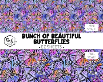 Bunch of Beautiful Butterflies || EZ SHEET • Printed Vinyl || Mini Print Available