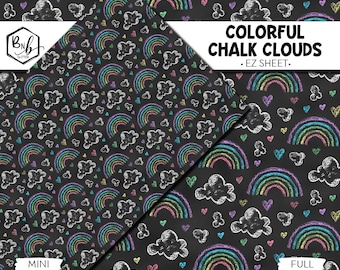 Colorful Chalk Clouds || EZ Sheet • Printed Vinyl || Available in Full and Mini Sizes