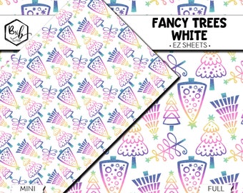 Fancy Trees White || EZ Sheets • Printed Vinyl || Mini Print Available