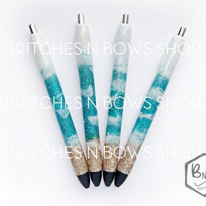 Beach Washout Glitter Pen with Personalization || Optional Name Decal • BULK Option