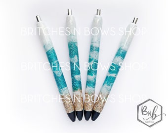 Beach Washout Glitter Pen with Personalization || Optional Name Decal • BULK Option