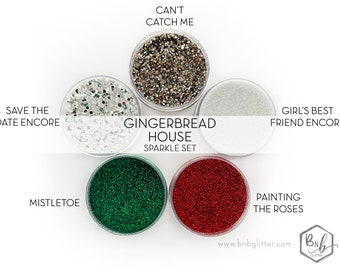 Gingerbread House Sparkle Set || Premium Polyester Glitters • 5 Glitters Total