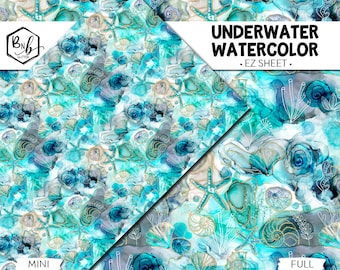 Underwater Watercolor || EZ SHEET • Printed Vinyl || Mini Print Available