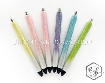 Pastel Ombre Glitter Pen with Personalization || Optional Name Decal