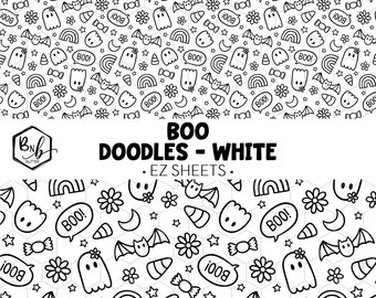 Boo Doodles White || EZ Sheets • Printed Vinyl || Mini Print Available