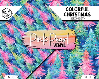 Colorful Christmas || EZ SHEET • PINK Pearl Printed Vinyl || Mini Print Available