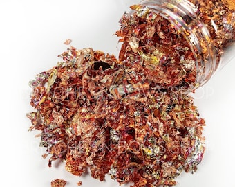 Red Variegated Copper Foil Flakes || 10g Jar